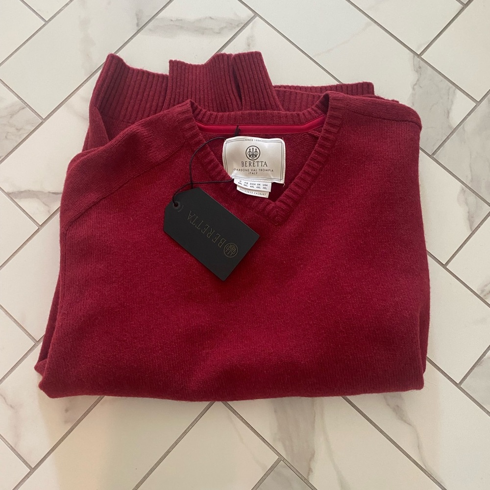 NWT Beretta Wool Hunting‎ Sweater RED Size 3XL  Made In Italy